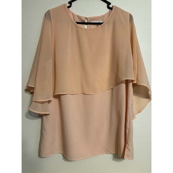 Calvin Klein XL Pink Sleeveless Top with Sheer Cover Flowy Beachy Fairy - Picture 1 of 5
